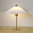 Retro LED Floor Lamps with Pleated Lampshade Bedside Umbrella Desktop Lights Study Bedroom Lighting Adjustable Angle Table Lamp