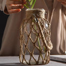 Vaso de Vidro com Rede de Sisal