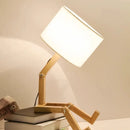 Wooden Robot Shape Table Lamp Indoor Study Reading Desk Lamp Nordic Modern Desktop Decorative Night Light EU/UK/AU/US plug