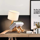 Wooden Robot Shape Table Lamp Indoor Study Reading Desk Lamp Nordic Modern Desktop Decorative Night Light EU/UK/AU/US plug