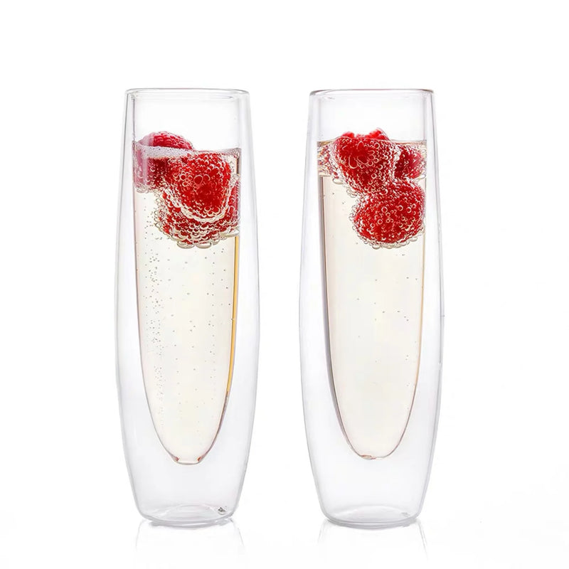 Taça para Champagne em Vidro Duplo - Design Elegante