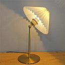 Retro LED Floor Lamps with Pleated Lampshade Bedside Umbrella Desktop Lights Study Bedroom Lighting Adjustable Angle Table Lamp