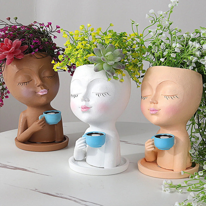 Vaso de Flores com Rosto - Rosto de Menina