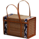 Cesta de Piquenique Trançada com Alça de Vime, Dobrável - Design Artesanal