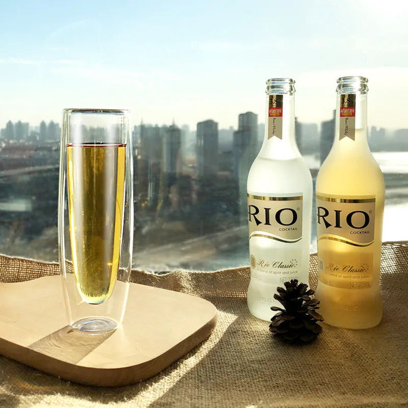 Taça para Champagne em Vidro Duplo - Design Elegante