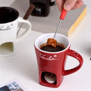 Caneca Fondue Premium em Cerâmica -  Ideal para Derreter Chocolate, Queijo e Manteiga