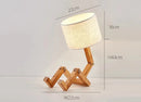 Wooden Robot Shape Table Lamp Indoor Study Reading Desk Lamp Nordic Modern Desktop Decorative Night Light EU/UK/AU/US plug