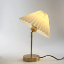 Retro LED Floor Lamps with Pleated Lampshade Bedside Umbrella Desktop Lights Study Bedroom Lighting Adjustable Angle Table Lamp