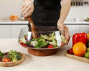 Bowl de Vidro Premium com Base em Madeira – Peça Única, Feito à Mão – Design Sofisticado para Saladas, Frutas e Mesa Posta