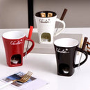 Caneca Fondue Premium em Cerâmica -  Ideal para Derreter Chocolate, Queijo e Manteiga