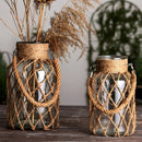 Vaso de Vidro com Rede de Sisal