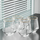 Conjunto de 4 Copos Hexagonais de Vidro - Design Exclusivo com Borda Dourada