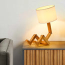 Wooden Robot Shape Table Lamp Indoor Study Reading Desk Lamp Nordic Modern Desktop Decorative Night Light EU/UK/AU/US plug