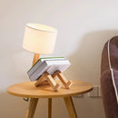 Wooden Robot Shape Table Lamp Indoor Study Reading Desk Lamp Nordic Modern Desktop Decorative Night Light EU/UK/AU/US plug