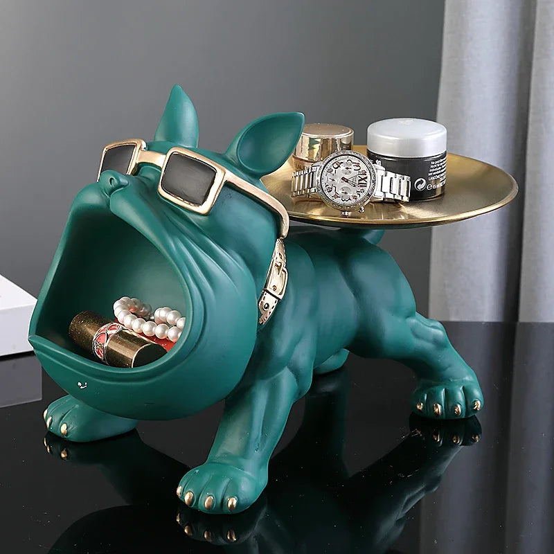 Escultura Bulldog Decorativa com Compartimento – 30 cm