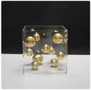 Escultura Esfera Abstrata em Metal com Caixa Transparente