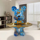 Escultura Decorativa Urso Graffiti - Design Contemporâneo em Resina Premium com Bandeja  para Chaves –