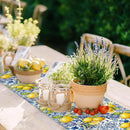 Caminho de Mesa  Premium – Estampa Lemon Tiles  - Decoração de Mesa Sofisticada