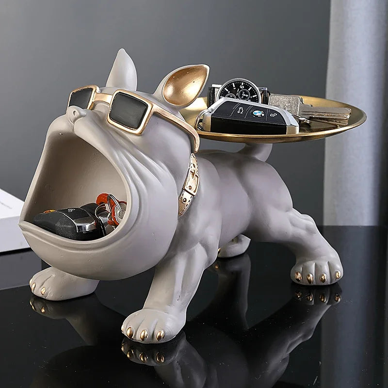 Escultura Bulldog Decorativa com Compartimento – 30 cm