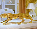 Estátua de Leopardo Dourado em Resina – Escultura Contemporânea Luxuosa para Decoração de Interiores