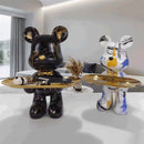 Escultura Decorativa Urso Graffiti - Design Contemporâneo em Resina Premium com Bandeja  para Chaves –