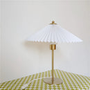 Retro LED Floor Lamps with Pleated Lampshade Bedside Umbrella Desktop Lights Study Bedroom Lighting Adjustable Angle Table Lamp