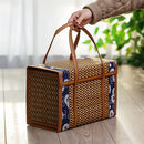 Cesta de Piquenique Trançada com Alça de Vime, Dobrável - Design Artesanal