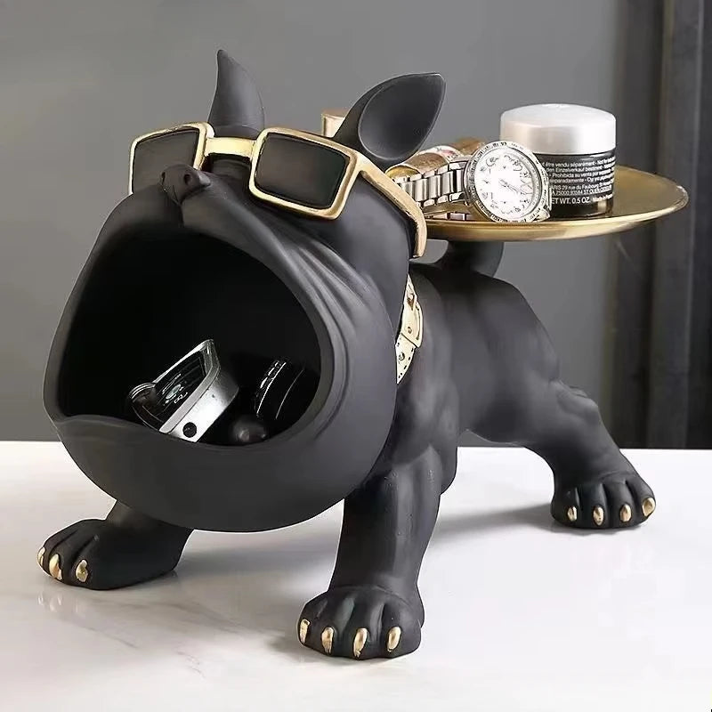 Escultura Bulldog Decorativa com Compartimento – 30 cm