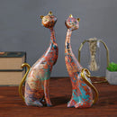 Nordic Graffiti Art Oil Painting Cat Decoration Resin Abstract Ornaments Figurines Bedroom Desktop Porch Cat Sculpture